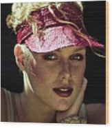 Patti Hansen Wearing A Red Visor #2 Wood Print