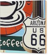 Route 66 Coffee Wood Print