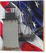 Salem's Friendship Sails Past Fort Pickering Lighthouse Wood Print