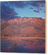 Sandia Mountains At Sunset #2 Wood Print