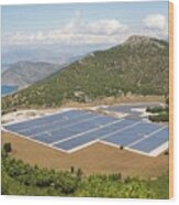 Solar Array In Greece #2 Wood Print