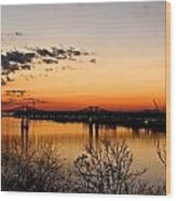 The Mississippi River Bridge At Natchez At Sunset.  #2 Wood Print