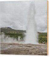 The Strokkur Geysir In Iceland #2 Wood Print