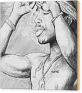 Tupac Shakur Art Drawing Sketch Portrait #2 Wood Print