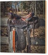 Western Saddle #2 Wood Print