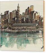Boston Skyline #22 Wood Print