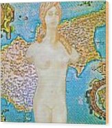 Ancient Cyprus Map And Aphrodite #24 Wood Print