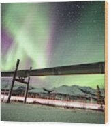 Aurora Borealis In Alaska #25 Wood Print