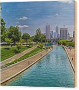 Indianapolis Skyline From The Canal Wood Print
