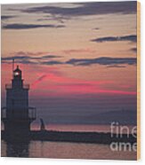 Sunrise At Spring Point Lighthouse #1 Wood Print