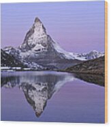 The Matterhorn And Riffelsee Lake #3 Wood Print