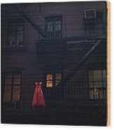 The Red Gown Wood Print