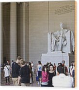 Visitors At The Lincoln Memorial #3 Wood Print
