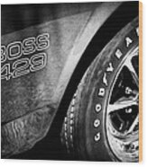 1969 Ford Mustang Boss 429 Sportsroof Side Emblem - Wheel #4 Wood Print