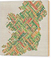 Ireland Eire City Text Map #4 Wood Print
