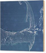 Satellite View Of Cape Cod National Wood Print
