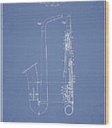 Saxophone Patent Drawing From 1899 - Light Blue Wood Print