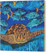 Green Sea Turtle Wood Print