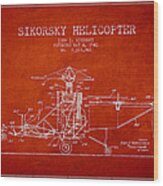 Sikorsky Helicopter Patent Drawing From 1943 #3 Wood Print