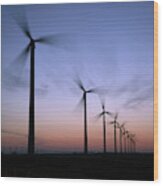 Tall Windmills Are Silhouetted #5 Wood Print