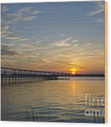 Arthur Ravenel Bridge Tranquil Sunset Wood Print
