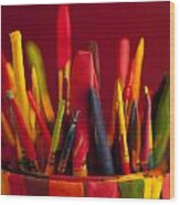 Multi Colored Paint Brushes #6 Wood Print