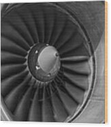 757 Engine Black And White Wood Print