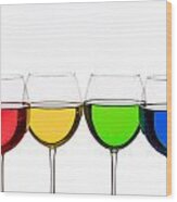 Colorful Wine Glasses Wood Print