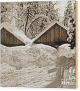 8 Feet Of Snow Long Barn Tuolumne County 1930 Wood Print