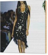 Naomi Campbell On A Runway For Anna Sui Wood Print
