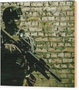 Special Forces Operator Pointing Weapon #8 Wood Print