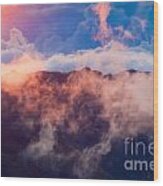 Clouds At Sunrise Over Haleakala Crater Maui Hawaii Usa #9 Wood Print