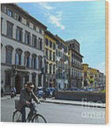 A Bike Ride In Florence Wood Print