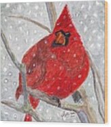 A Cardinal Winter Wood Print
