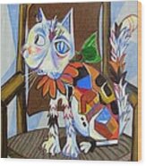 A Cat For Picasso_ Chat Et Souris Wood Print