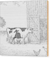 A Cow Has A Spot That Looks Like A Farmer Wood Print