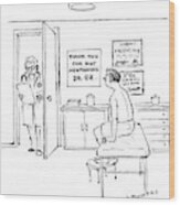 A Doctor Walks Into An Office Where A Patient Wood Print