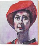 A Lady In Red Wood Print