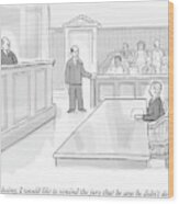 A Lawyer In Court Addresses The Jury Wood Print