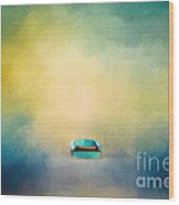 A Little Blue Boat Wood Print