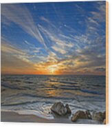 A Majestic Sunset At The Port Wood Print