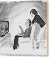 A Man And Wife Watch Television Wood Print