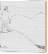 A Man Stands At The Top Of A Ski Slope Wood Print