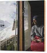 A Man Writes In His Journal, While Wood Print