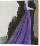 A Model Wearing A Purple Evening Dress Wood Print