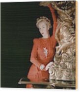 A Model Wearing A Silk Jersey Dress Wood Print