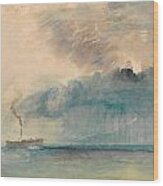 A Paddle-steamer In A Storm Wood Print