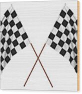 A Pair Of Checkered Flags That Could Be Used For Racing Wood Print