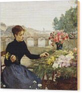 A Parisian Flower Market Wood Print