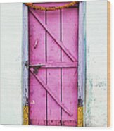 A Pink Door Wood Print